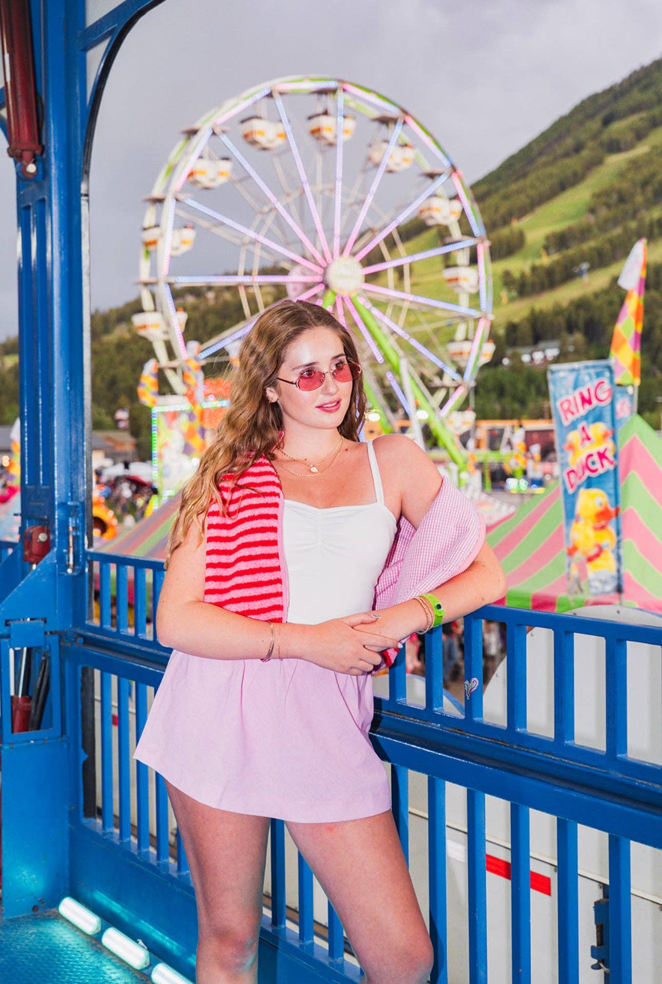 Midnight Lunch - Wholesale Outerwear Vest - Women's - The Stripe Vest | Pink + Red6