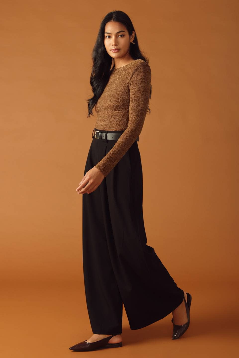 Brown A woven lace bodysuit - IT13216 for wholesale on Faire6