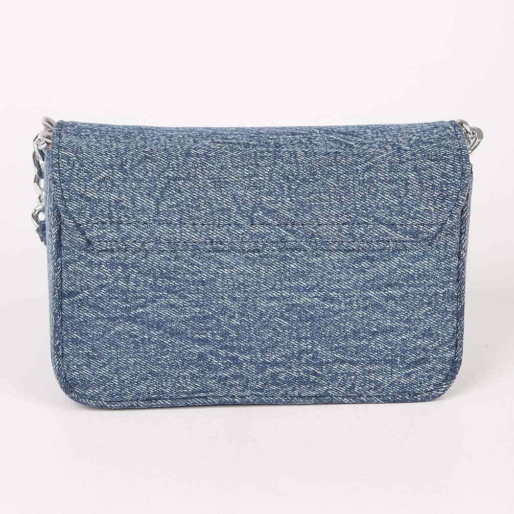 3AM BY H&D ACCESSORIES – Großhandel Schultertasche – Damen – Schultertasche aus Denim mit Kettenverschluss6