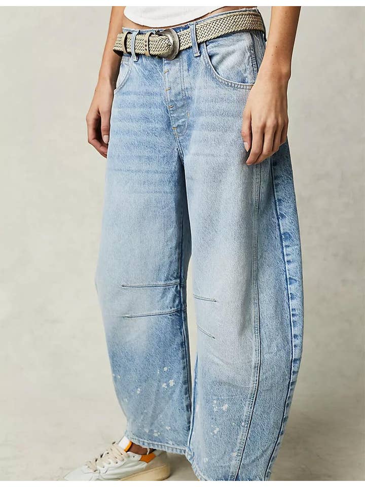 Sweetkama - Wholesale Jeans - Women's - Ladies Mid Rise Wide Leg Barrel Jeans SKP522