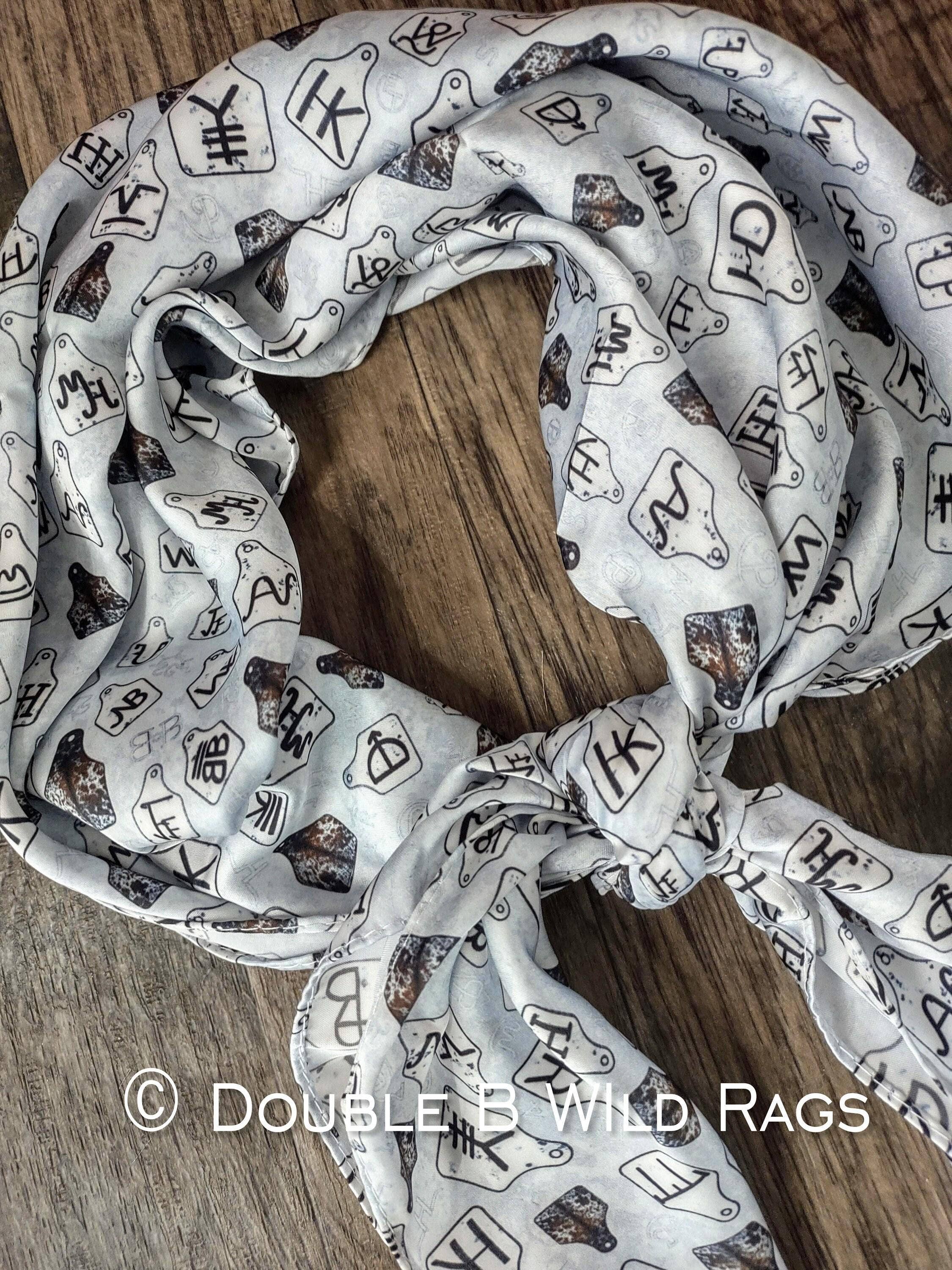 Double B Wild Rags - Wholesale Scarf – Women's - Wild Rag Black and Gray Cattle Tags and Livestock Brands Western Cowboy Neck Scarf Bandana by Double B Wild Rags4