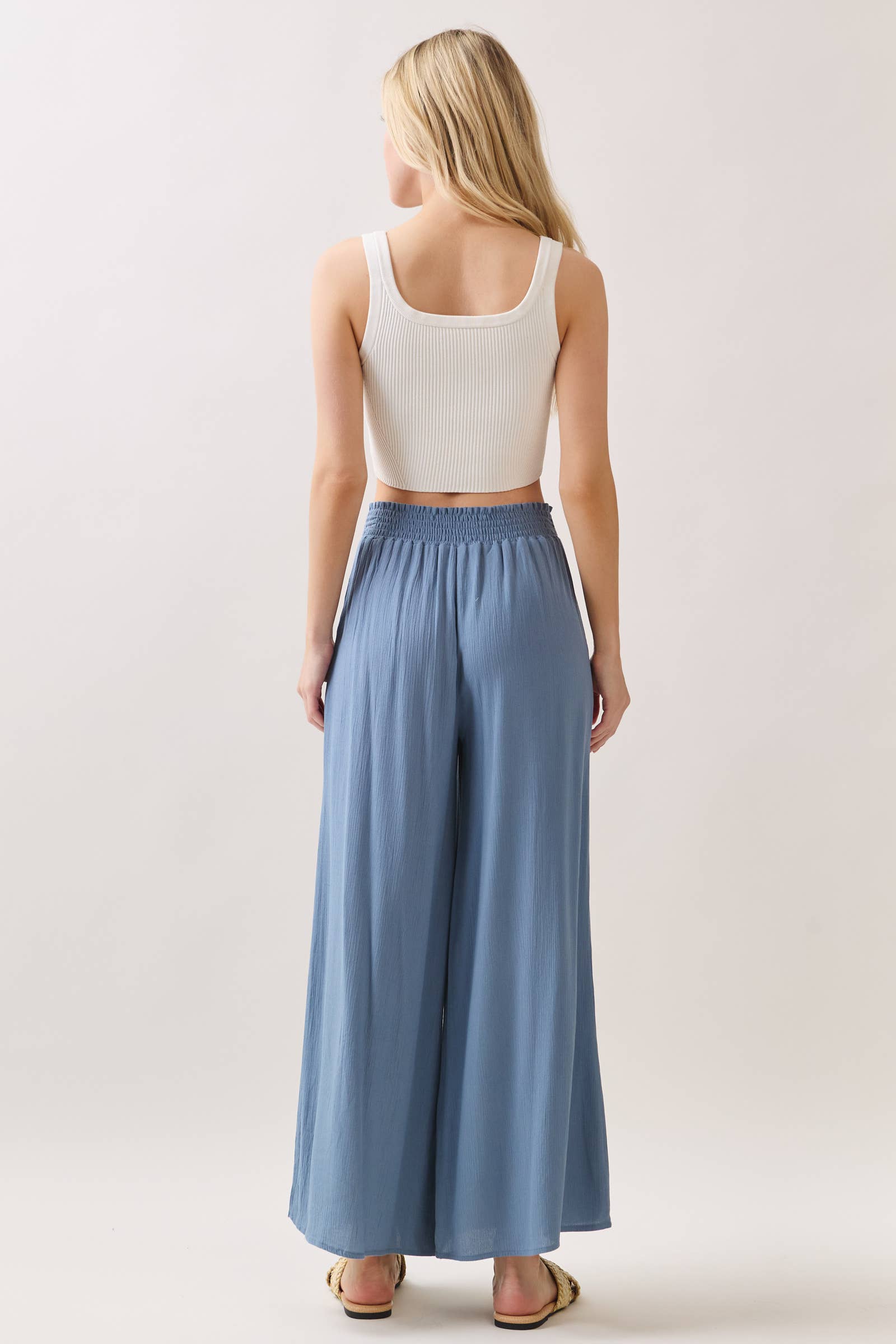 Final Touch - Wholesale Pants - Women's - Waist Smocked Wide Leg Pants - VLP70000333