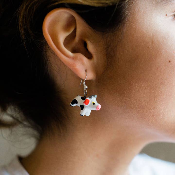 Lucia's Imports - Wholesale Dangle Earrings - Cow Ceramic Earrings1