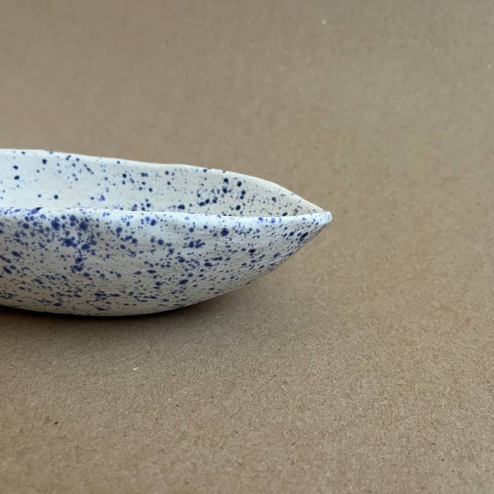 Ninth House Goods - Wholesale Decorative Tray - Blue Splatter Ceramic Hand-Built Oval Tray4