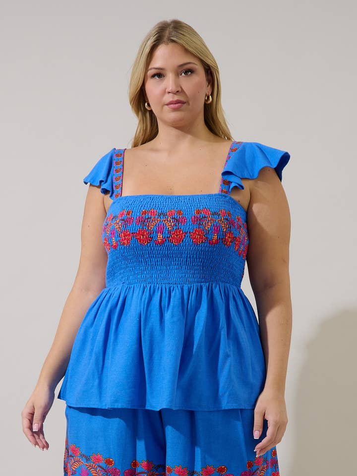 Isela gerafftes Peplum-Top Keizer mit Blumenmuster (Curve) für den Großhandel von Sugarlips