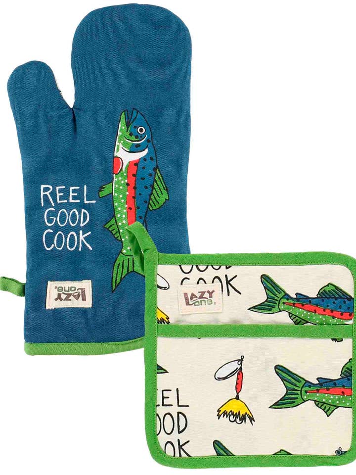Reel Good Cook Pot Holder & Oven Mitt for wholesale by Lazy One