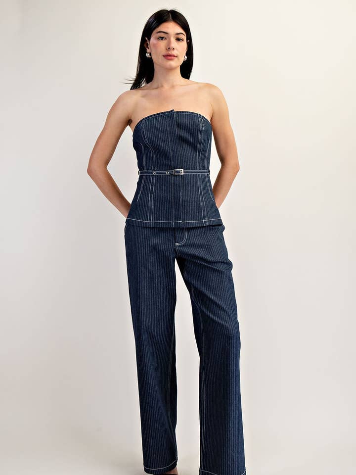 EP6575 STRETCH STRIPE DENIM PANTS for wholesale on Faire
