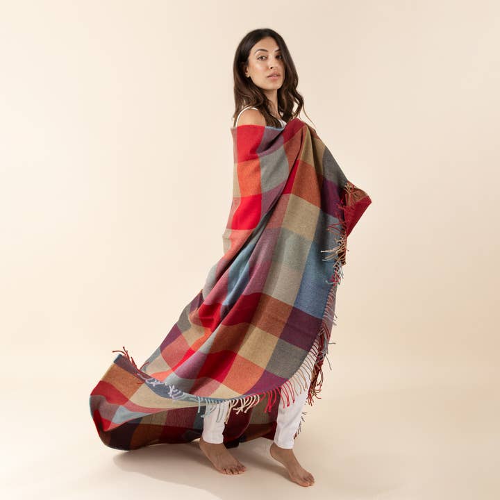 Heating & Plumbing London - Wholesale Throw Blanket - Alpaca & Merino Lambswool Blanket Bright Coloured Checks2
