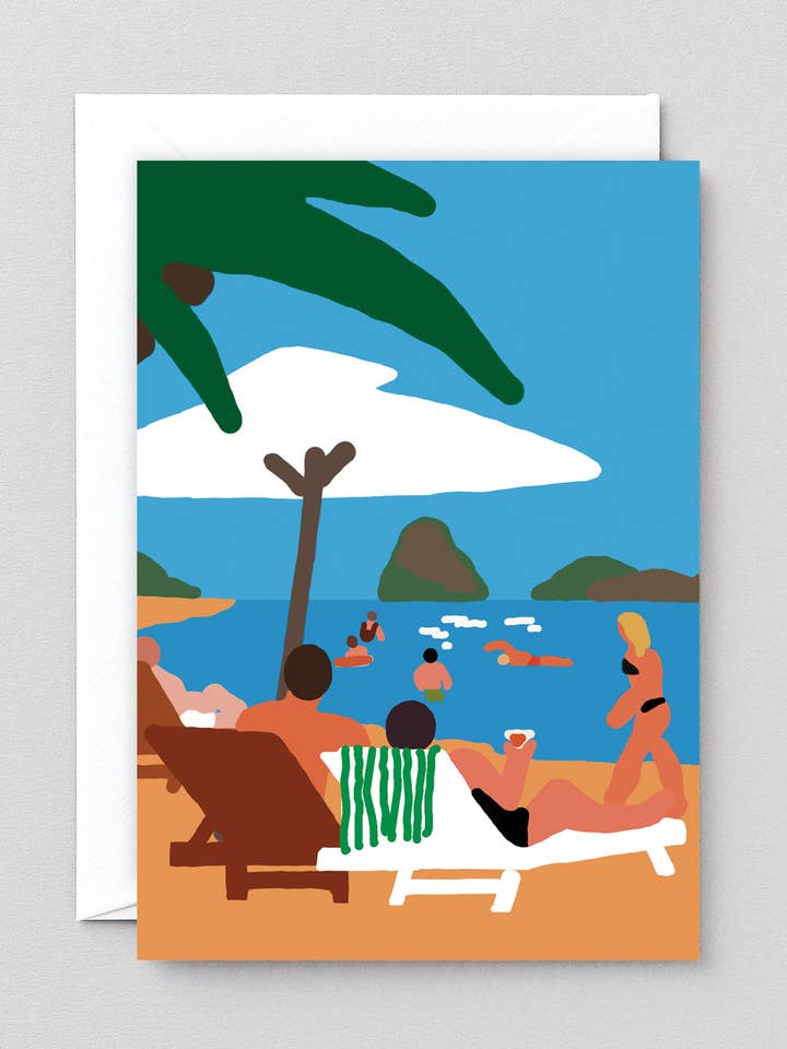 Avslappning på stranden hälsningskort för wholesale av Wrap (US duties paid)