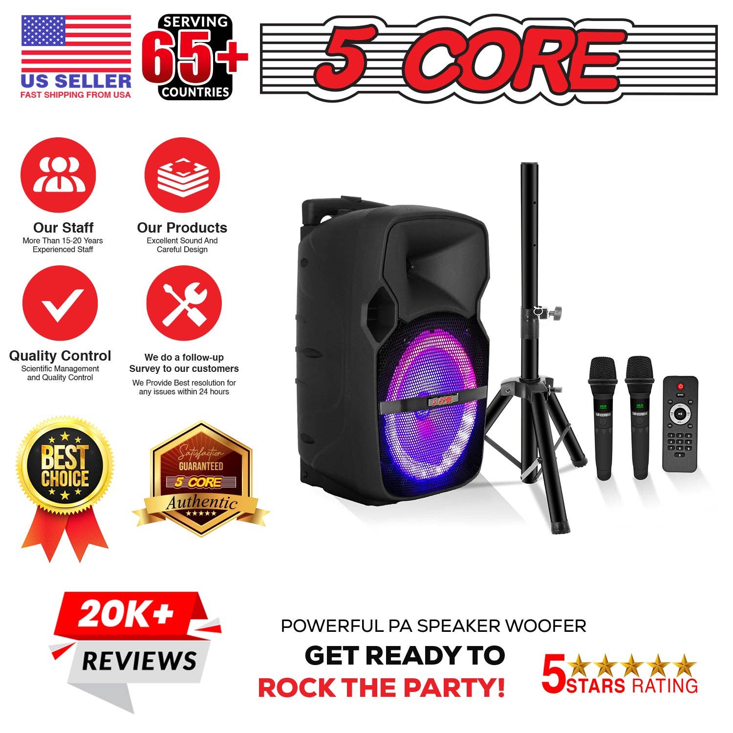 K Cube Inc - Wholesale Speakers - 5Core Party Speaker 2Pc Bluetooth 400W Active PA DJ System11
