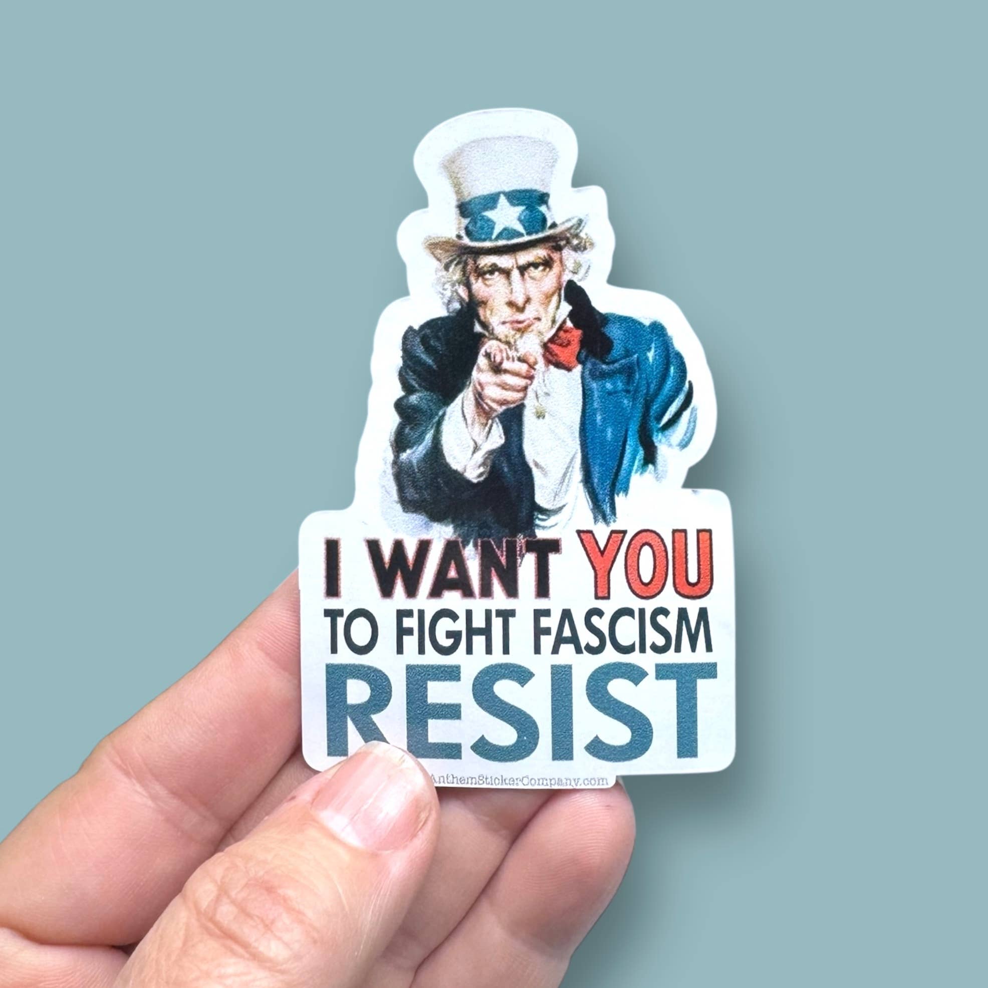 Anthem Sticker Company - Wholesale Sticker - Oom Sam ik wil dat je fascisme bestrijdt weersta vinylsticker0