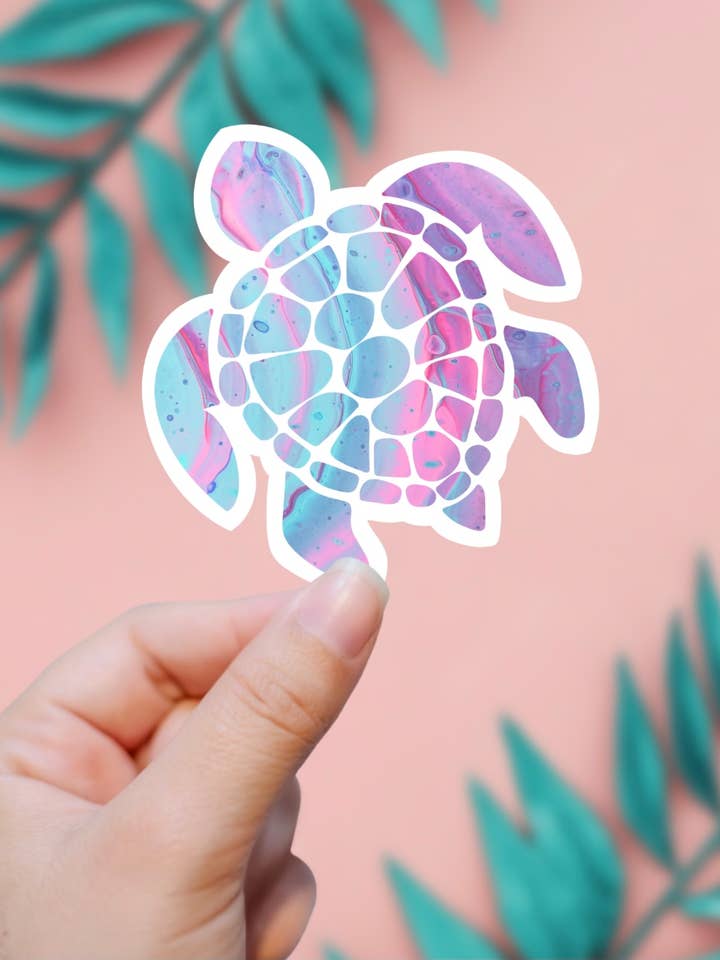 Watercolor Marble Turtle Sticker for wholesale by EnchantingSunshine