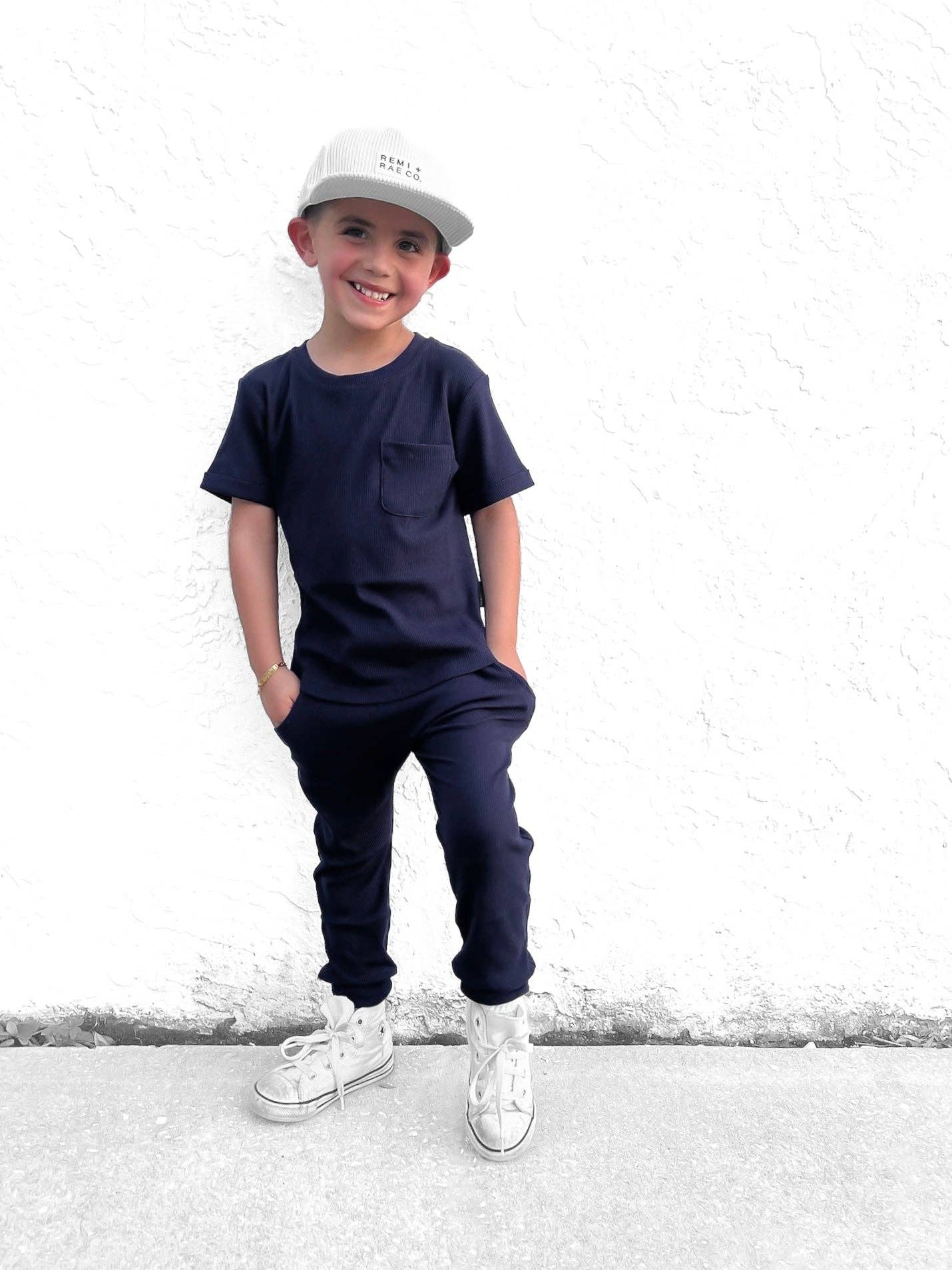 Remi + Rae Co. – wholesale Lounge sweatpants/jogging bottoms – Kids – BAMBOO RIBBED JOGGERS - NAVY5