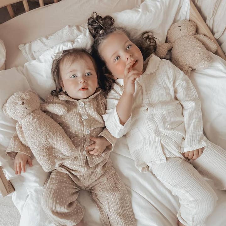 Annie & Charles® muslin cotton dot pajama set for wholesale by Annie & Charles