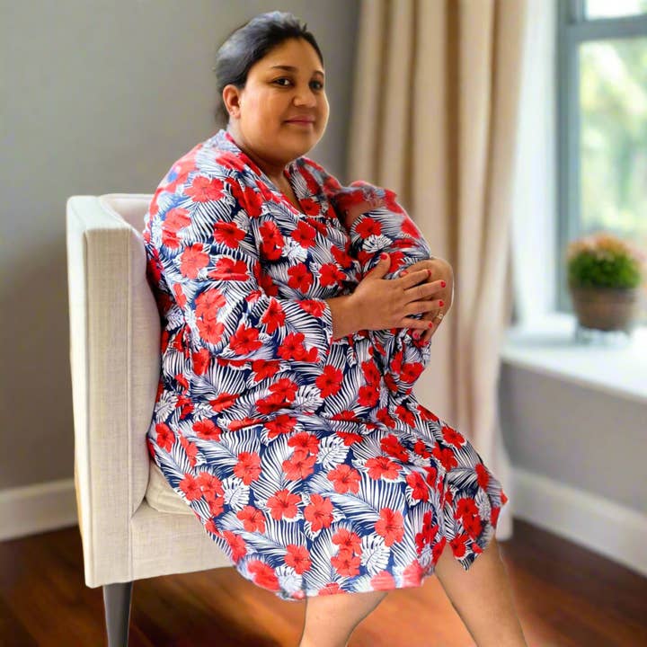 Willie J’s: The Easy PJ’s - Wholesale Nursing Dress - Maternity - New Mom Essential Matching Robe and Swaddle Set with Headband1