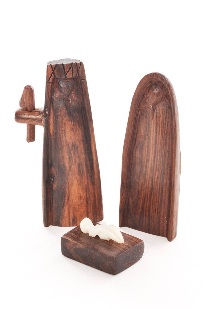 African Modern - Wholesale Nativity Scene Decor - Small Three-Piece Mozambican Sandalwood Nativity0