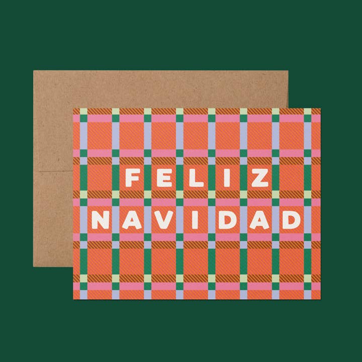 Ana Peake - Wholesale Christmas Card - Feliz Navidad Plaid Spanish Holiday Greeting Card