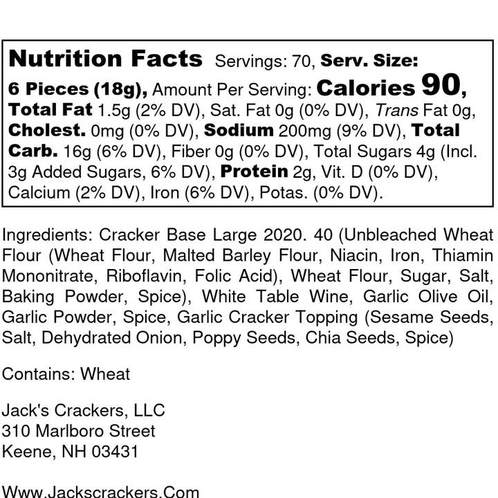Jack's Crackers, LLC – wholesale Crackers – Garlic Herb Crackers 45oz Bulk Bag