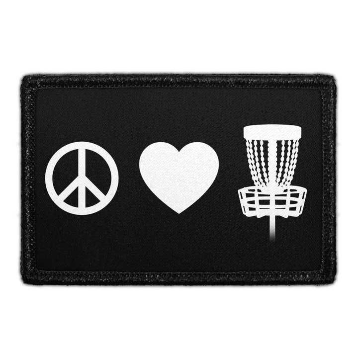 Peace. Love. Disc Golf. - Removable Patch for wholesale by Pull Patch