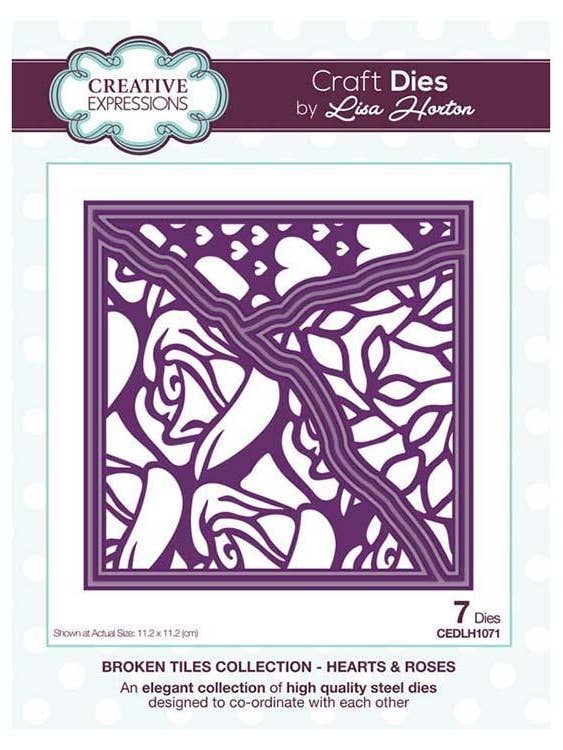 Creative Expressions Broken Tiles Hearts & Roses Craft Die for wholesale by Ecstasy Crafts Distributing