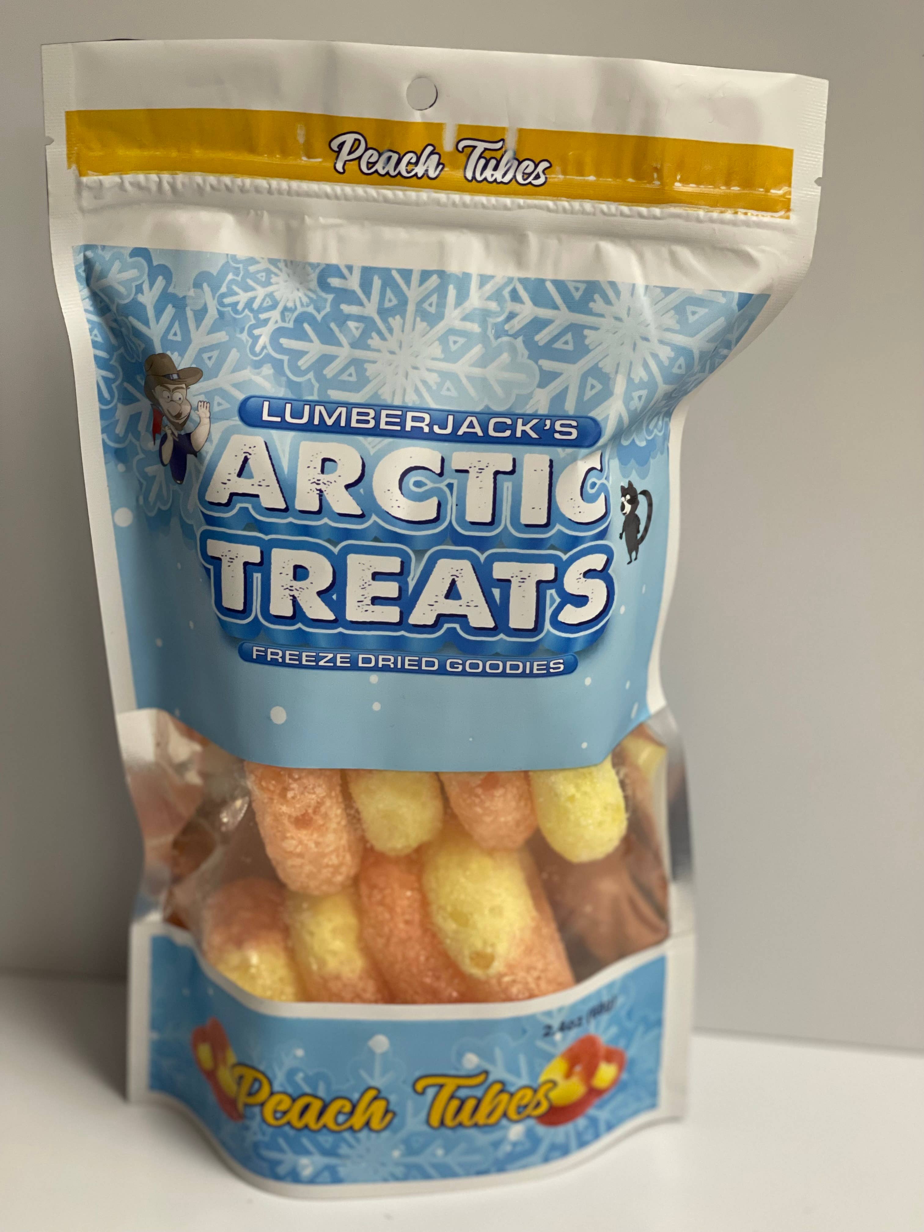 Lumberjack's Arctic Treats - Vendita all'ingrosso Caramelle dure - Peach Tubes 2,4 oz (8 anelli giganti)0