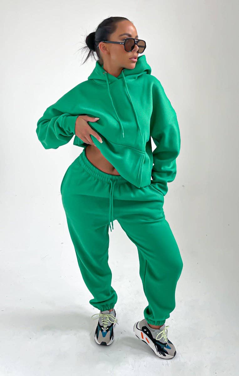 Femme Luxe – wholesale Tracksuit – Women′s – Green Hoodie & Joggers Tracksuit Set - Bellamy8
