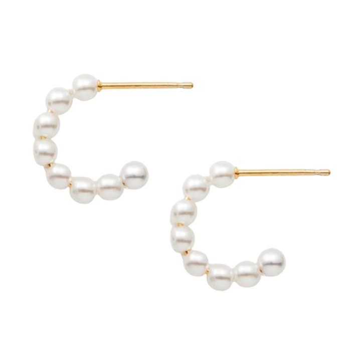 Freshwater Pearl Mini Huggie Hoop Earrings for wholesale by M Donohue Collection