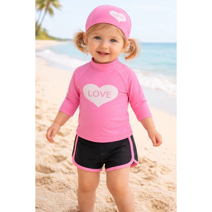 Pink LOVE Heart 3pcs Girl Swimwear Set
for wholesale by Fennco Styles