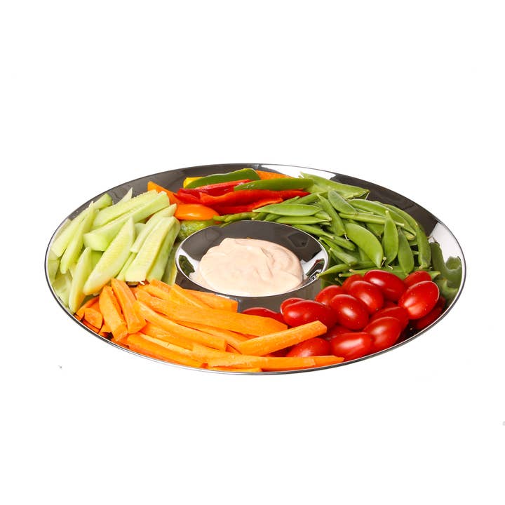 14“ D Chip N Dip Schüssel Nickel für den Großhandel von CLASSIC TOUCH DECOR INC.