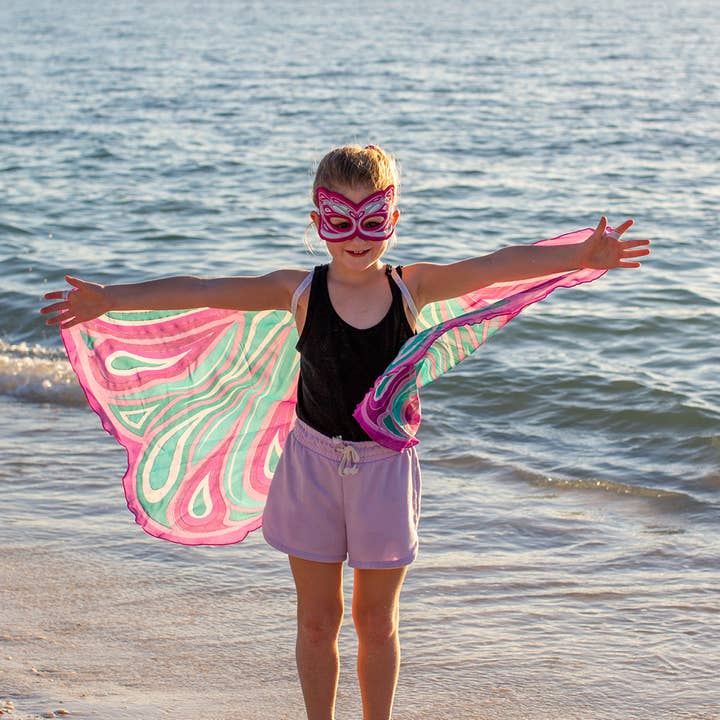 DREAMY DRESS-UPS® - Wholesale Cape – Child - Purple Fortune Fairy Wings + Mask (Kids Cape Costume Set)2