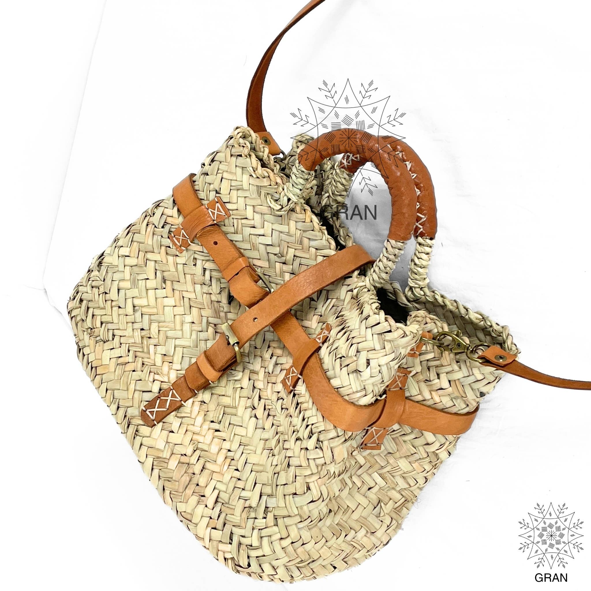 Gran Wholesale - Vendita all'ingrosso Borsa da spiaggia - Borsa di paglia con doppio manico in pelle, borsa mercato francese1