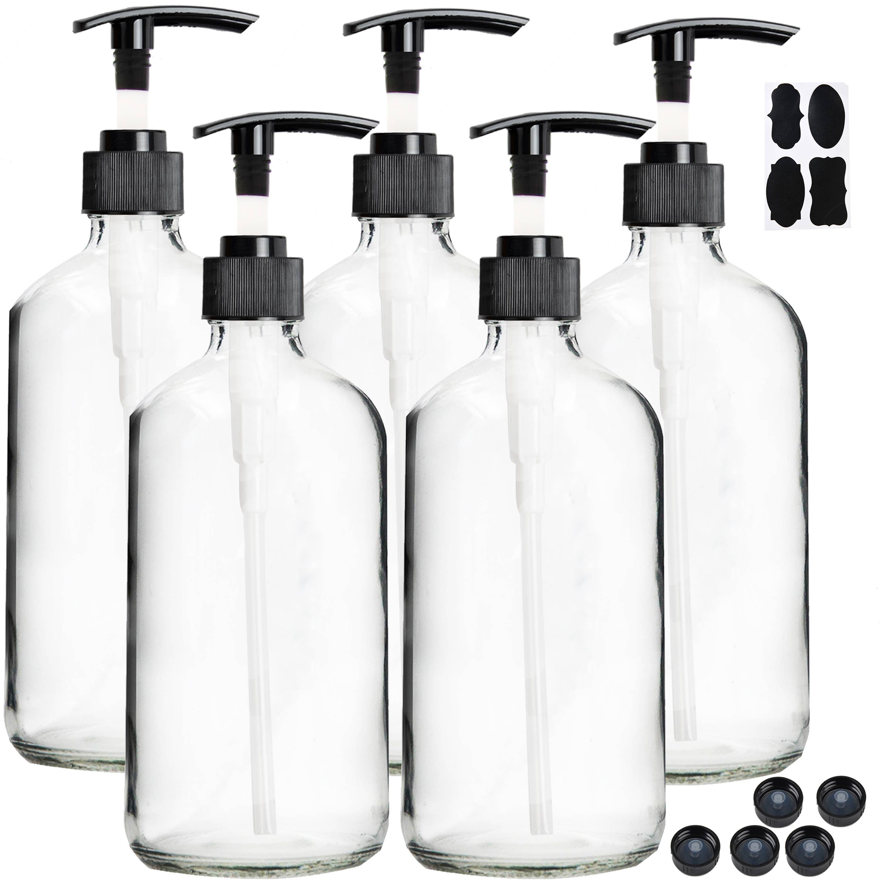 Youngever - Wholesale Soap Dispenser - Youngever 5 Pack 8OZ Empty Glass Pump Bottles - Clear2