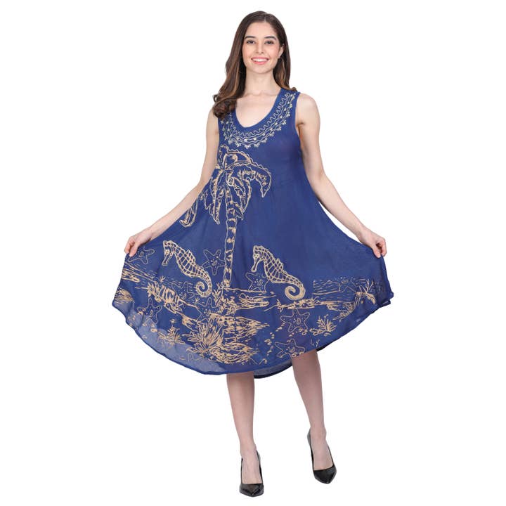 ABITO A OMBRELLO DA DONNA CON STAMPA CAVALLUCCIO MARINO per la vendita all'ingrosso da parte di Le Styles