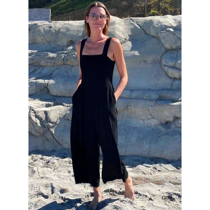 Bette - Wholesale Jumpsuit - Women's - Cabana Black Terry Cloth Jumpsuit | Travel & Loungewear9