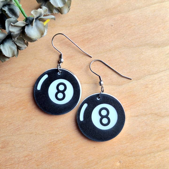 Jedi Woods LLC - Wholesale Dangle Earrings - Magic 8 Ball Earrings