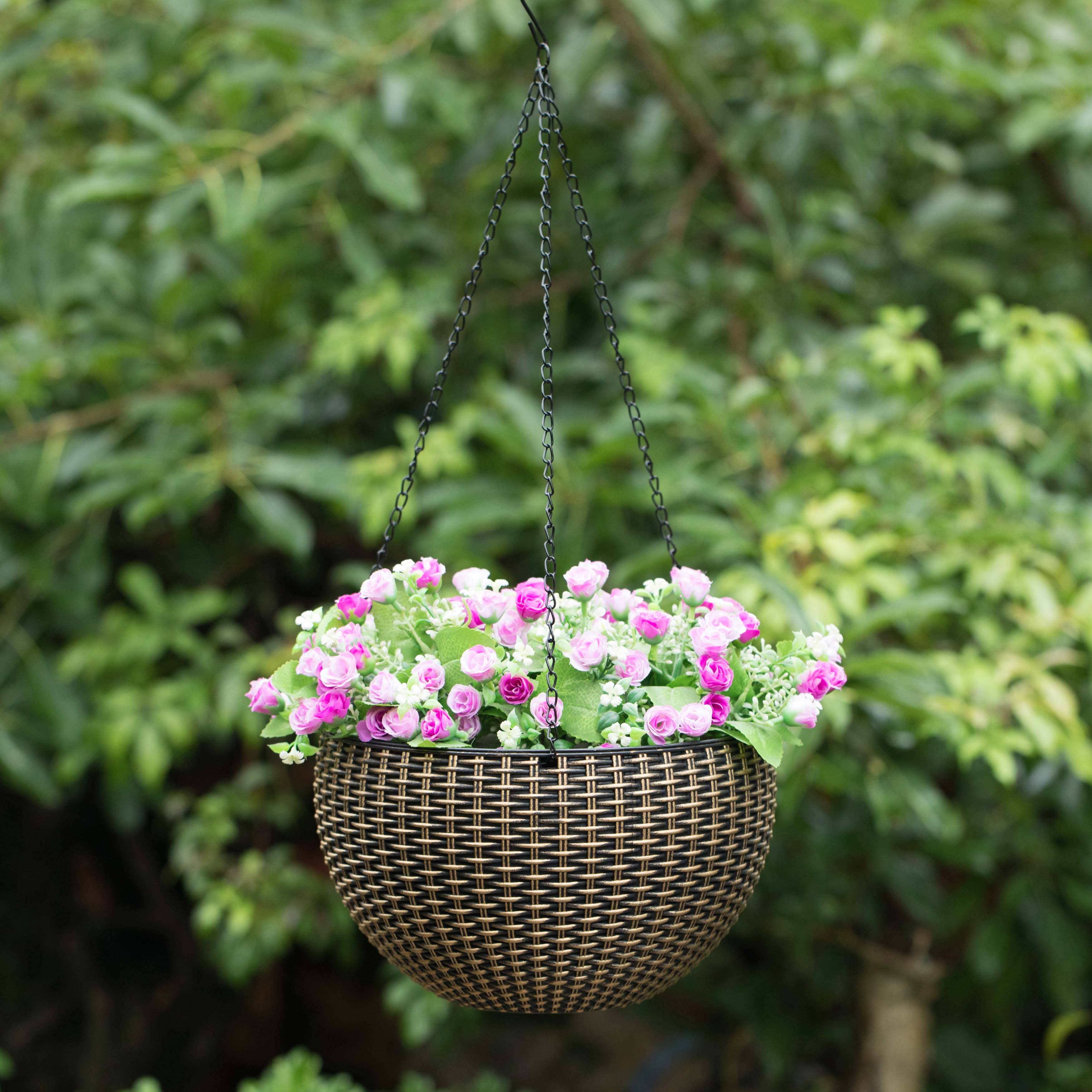 Quickway Imports - Wholesale Hanging Planter - 10" Self Watering Bronze Hanging Basket Flower Planter1