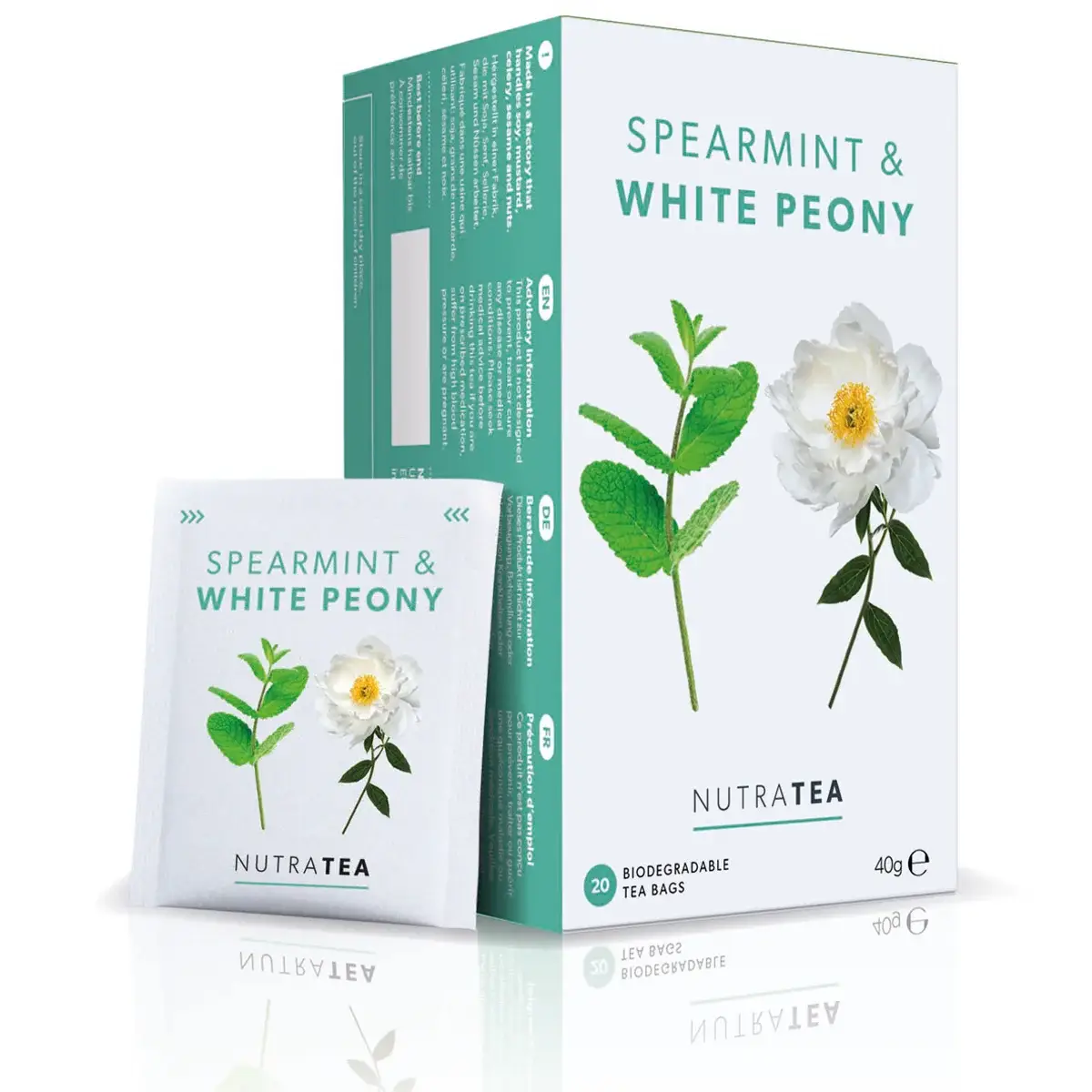 NutraTea – wholesale Health/detox tea – Spearmint & White Peony Herbal Tea0