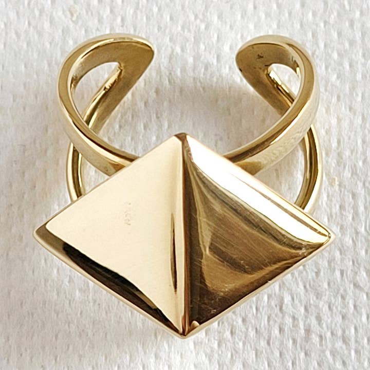 Brass handmade Pyramid ring adjustable Ring for wholesale by Bisjoux