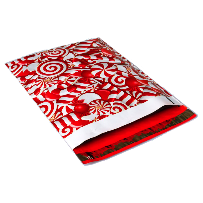 Eleven Fashion - Wholesale Envelopes - Candy Cane Designer Poly Mailers 10x133