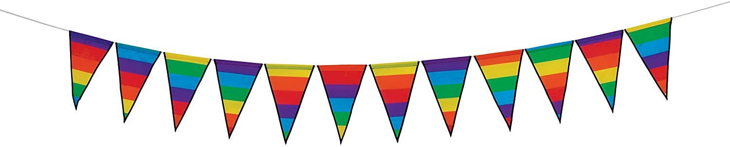 In the Breeze, LLC. - Wholesale Bunting/Garland - Rainbow Stripe Festive Pennant String0