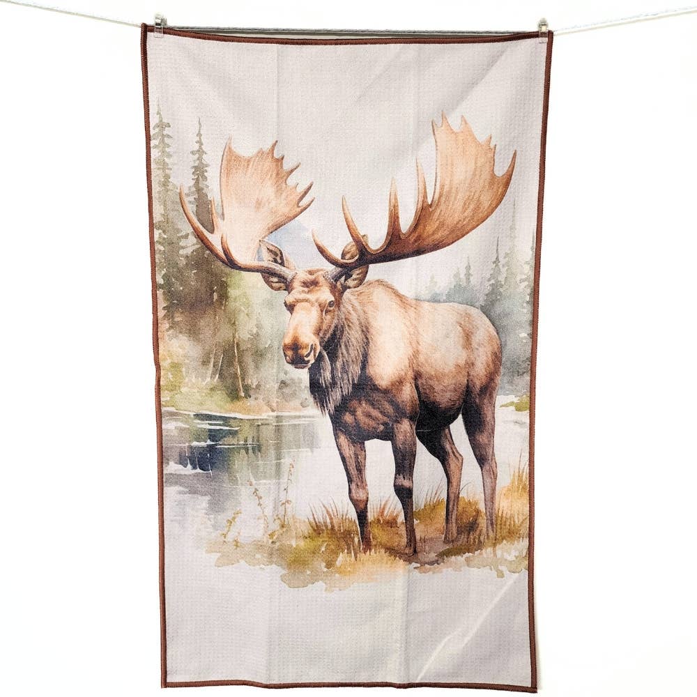 Buzzee - Wholesale Tea Towel - Moose - Dual Sided Hand Towel-Microfiber Kitchen Towel1