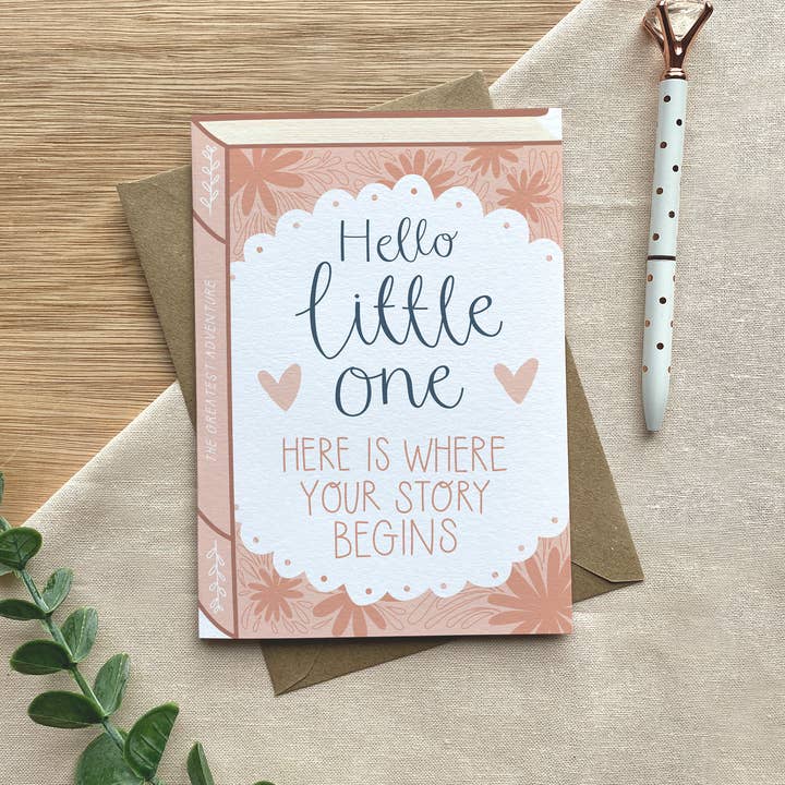 Hello Little One – Luxury Baby Book Greeting Card for wholesale by Two For Joy Illustration