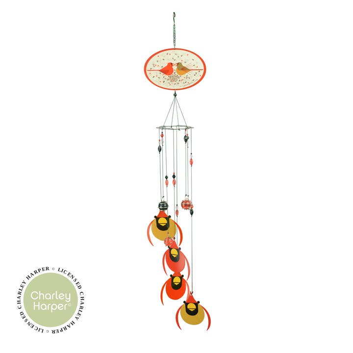 RCS Gifts - Wholesale Wind Chime - Charley Harper Cardinal Spiral Windchime Mobile- 32"