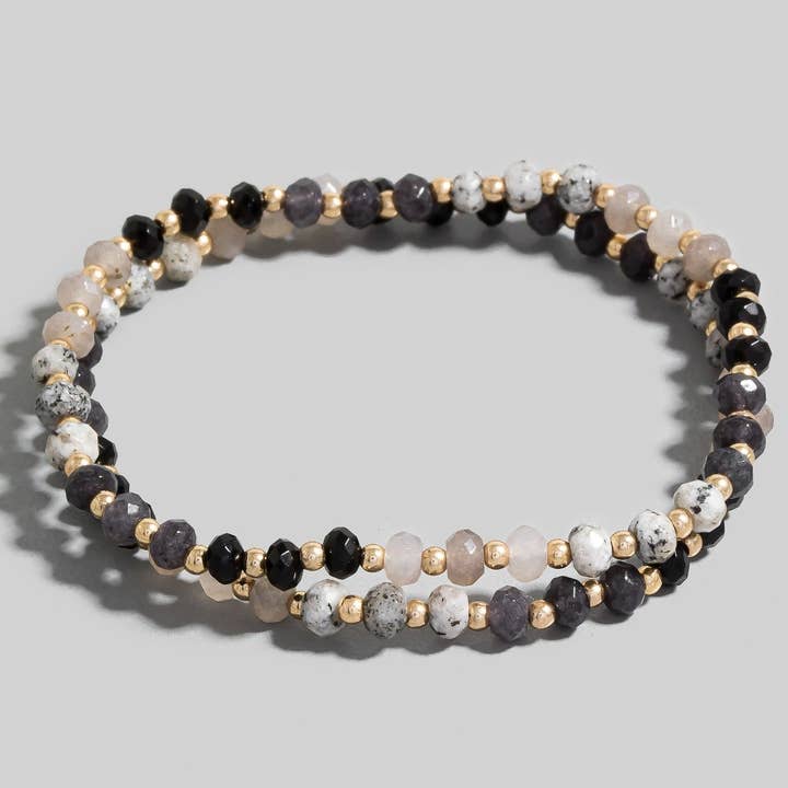 The Looks by Fame Accessories – Großhandel Perlenarmband – Armband mit facettierten Halbedelstein-Perlen4