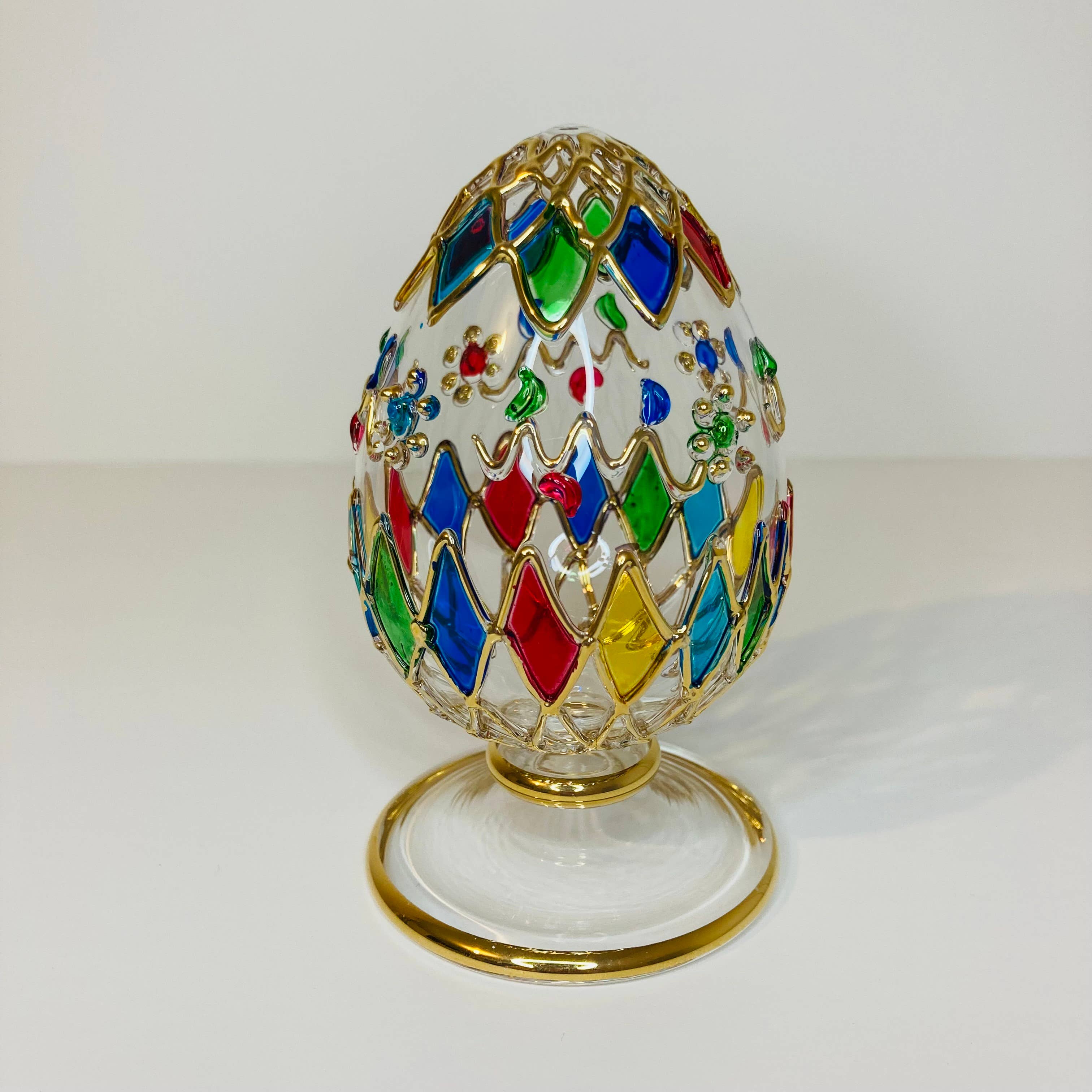 Dandarah (Ships from USA) - Wholesale Decorative Tabletop Object - Blown Glass Tabletop Egg - Colored Harlequin1