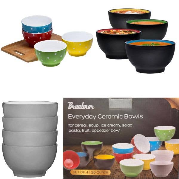 St. Louis Wholesale LLC - Wholesale Bowl - Bruntmor Ceramic Bowls BBox-CTR  Set of 4 - 20OZ Fashion  0