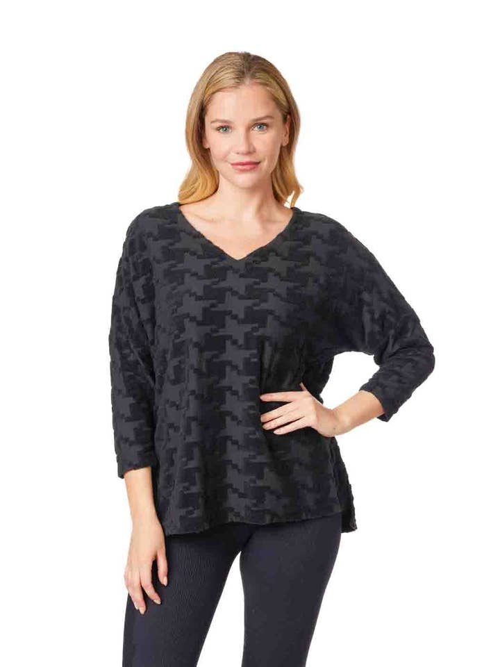 Tianello "Zahara" Knit Jersey Numi Tunic-Black for wholesale by Tianello