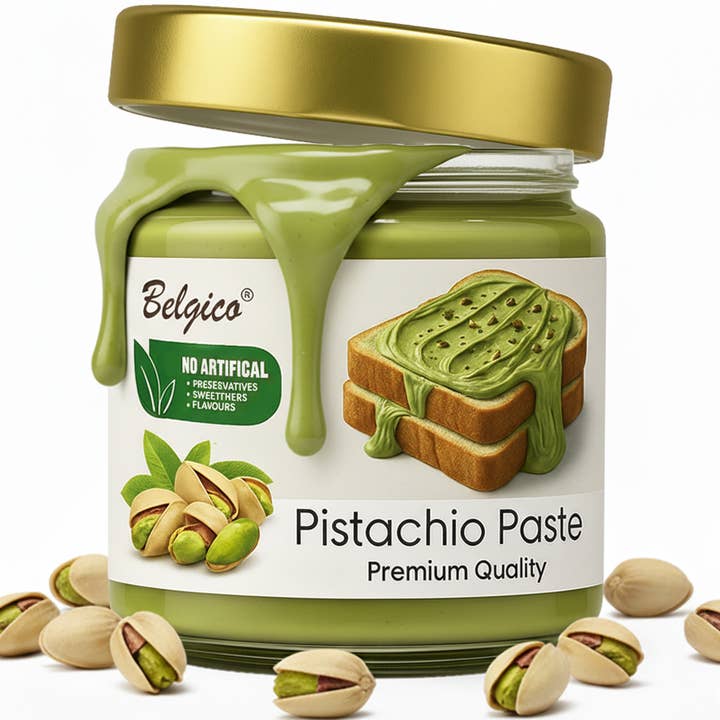 Belgico Pistachecrème Pot 200 g voor wholesale door Belgico US