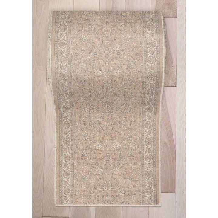 Well Woven - Wholesale Runner Rug - Custom Size Stair Runner Rome Floral Beige Choose Length8
