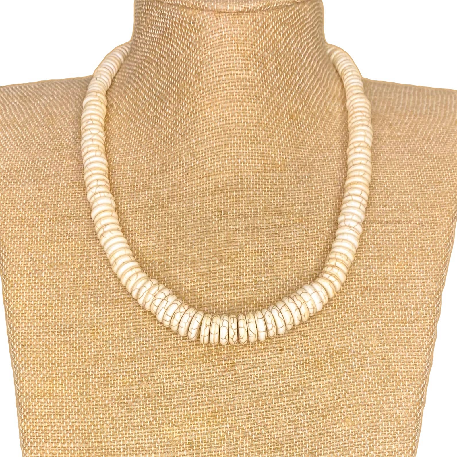 Accessories To Go - Wholesale Beaded/Pearl Necklace - Graduated Rondelle Turquoise Howlite Necklace1